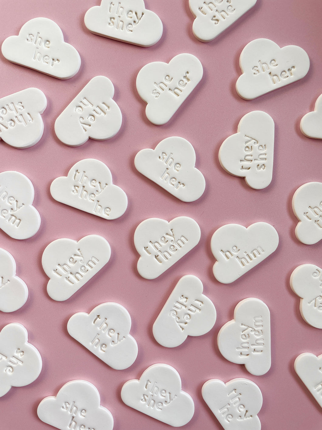 Cloudy Skies Pronoun Pins